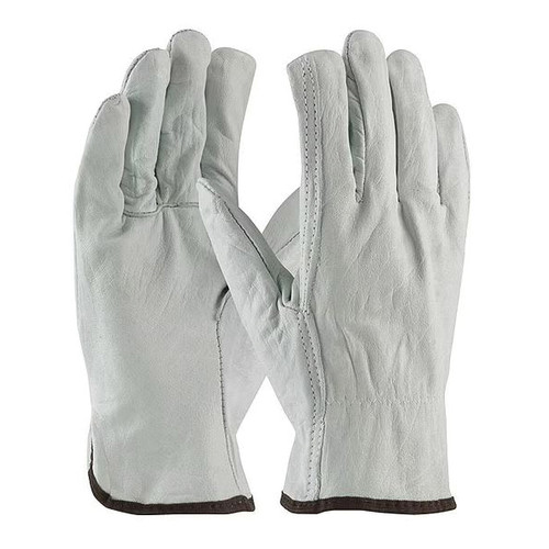 PIP General Purpose Gloves, Economy Grade, Driver Glove, Top Grain Cowhide Leather Palm, Gray, Straight Thumb