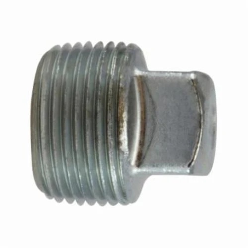 Plug, Square Head, Plug, FNPT End, Class 150, 150 psi, Galvanized, Carbon Steel, Zinc Plated, Domestic