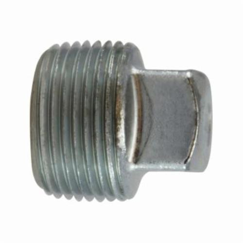 Plug, Square Head, Plug, FNPT End, Class 150, 150 psi, Galvanized, Carbon Steel, Zinc Plated, Domestic