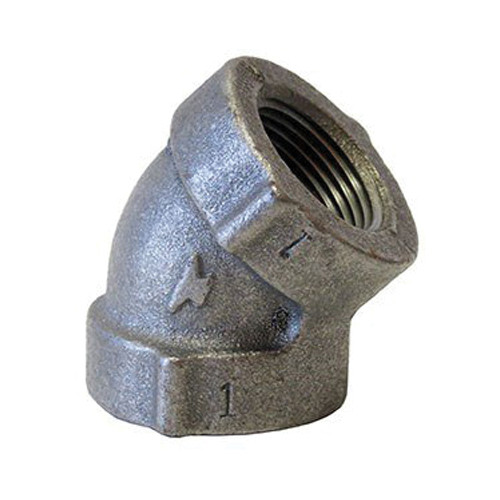 Elbow, Black, -20 to 150 deg F, 45 deg Elbow, NPT End, SCH 40/STD, Class 125, 175 psi, Cast Iron