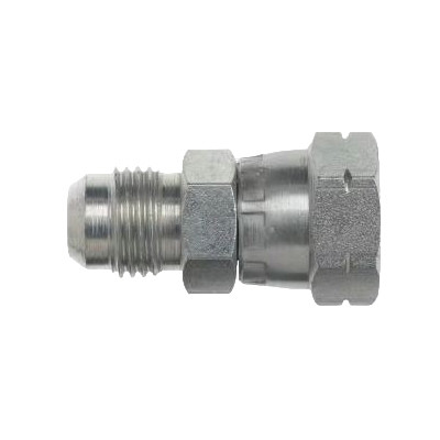 Hydraulic Adapter, Straight, 37 deg Male JIC Flare x Female Metric Swivel End, Steel, Tri-Chrome, Import