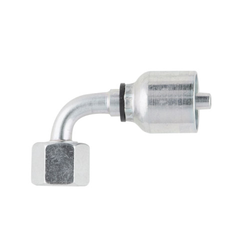 PARKER 43 Series Hydraulic Hose Elbow,Crimp Style,Female Metric L - Swivel x Crimp End,90 deg,Steel,M30 x 2