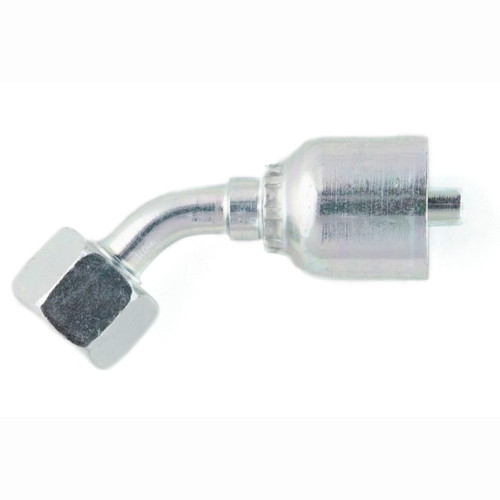 PARKER 43 Series Hydraulic Hose Elbow,Crimp Style,Hose x FBSP Swivel End,45 deg,Steel,Chromium 6 Free Plated,Domestic