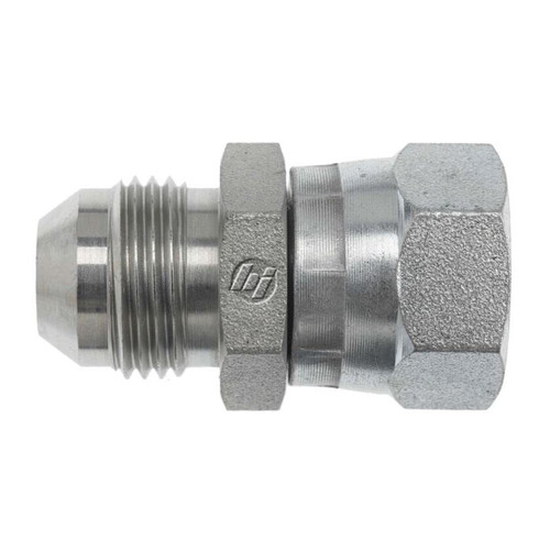 Hydraulic Adapter, Straight, 37 deg Male JIC Flare x Female BSPP Swivel End, 5100 psi, Steel