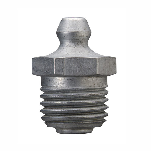 Zerk Fitting, 9/16 in Hex, Trivalent Zinc Plated, Steel, 1/4 in PTF Thread