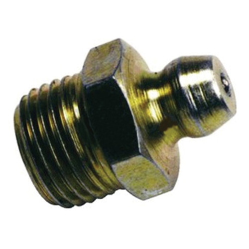 Zerk Fitting, Trivalent Zinc Plated, Steel, Drive, 1/4 in Lg Shank