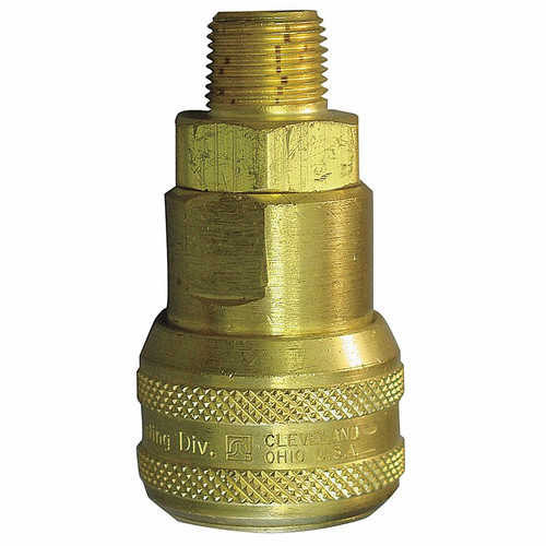 Hose Coupling, 0.69 in Hex, 1.19 in wd, MNPT End, -40 to 250 deg F, Socket, Brass