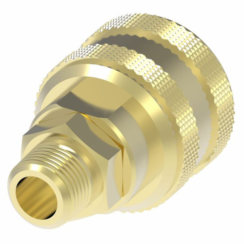 Hose Coupling, 0.69 in Hex, 1.19 in wd, MNPT End, -40 to 250 deg F, Socket, Brass