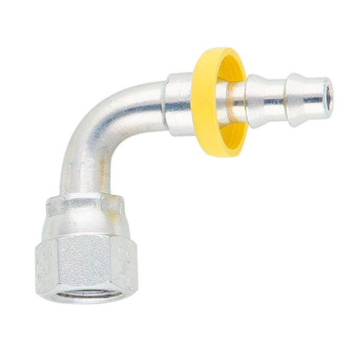 PARKER Hydraulic Elbow, Push-Lok, Push On Field Attachable, 37 deg Female JIC Swivel x Hose End, 90 deg, 300 psi, 70 deg F PARKER Hydraulic Elbow, Push-Lok, Push On Field Attachable, 37 deg Female JIC Swivel x Hose End, 90 deg, 300 psi, 70 deg F