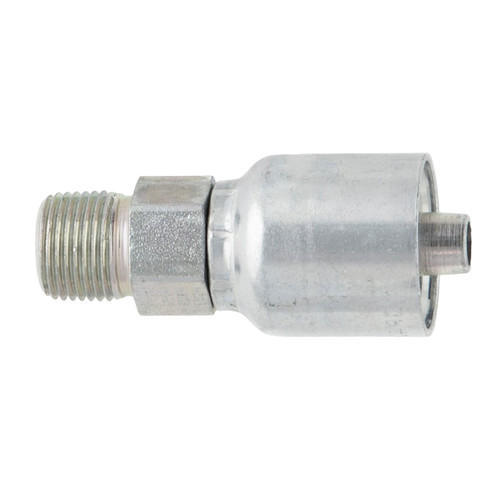 PARKER 43 Series Hydraulic Hose Fitting,Crimp Style, Straight,MNPTF Rigid End,70 deg F,Steel,Chromium 6 Free Plated