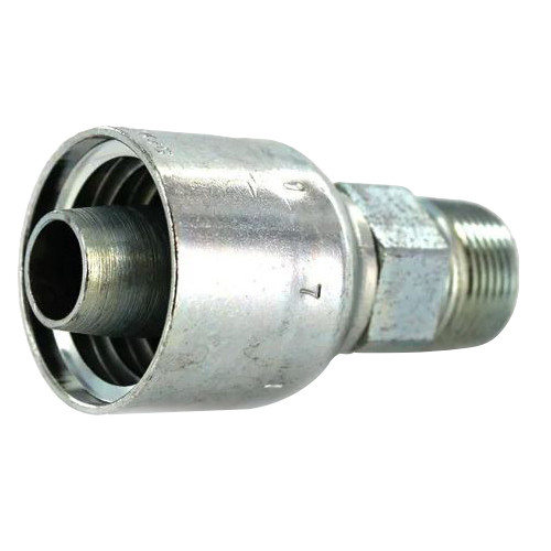 PARKER 71 Series Hydraulic Hose Fitting,Crimp Style, Straight,MNPTF Rigid End,Steel,Domestic