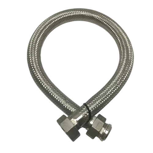 HOSEMASTER Metal Hose, 70 deg F, Hydroformed, T316L Stainless Steel, Corrugated, Flanged End