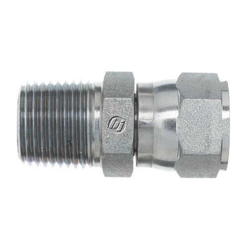 Hydraulic Adapter, Straight, 37 deg Female SAE JIC Swivel x MNPTF End, Steel, Tri-Chrome, Import