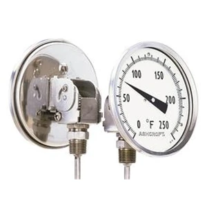 Thermometer, External Adjustable, 5 in Dial, 1/2 in NPT, Every Angle Connection, 6 in Lg Stem