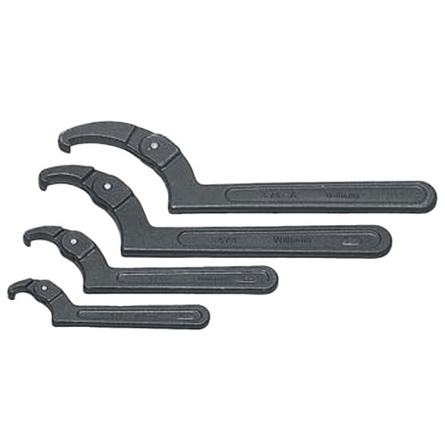 Spanner Wrench, Plain Grip, Black, Adjustable Face, Oxide Coated, 2 to 4-3/4 in
