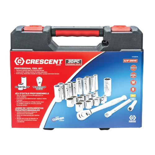 Mechanic's Socket Sets, 12 -Point, 3/8 in Drive, ANSI,  ASME, Alloy Steel, Chrome Plated, Imperial