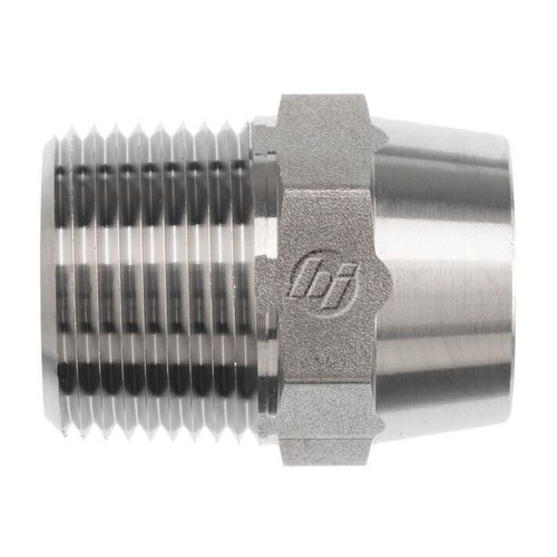 Hex Nipple, Straight, MNPTF x Butt Weld End, 316 Stainless Steel