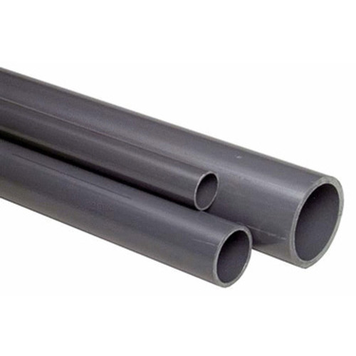 Pipe, Plain End, 20 ft Lg, SCH 80, Chlorinated PVC, Light Gray