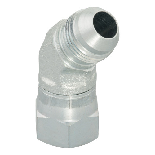 PARKER Hydraulic Elbow, Triple-Lok, 37 deg Male Flare x 37 deg Female Flare Swivel End, 45 deg, Steel, Domestic