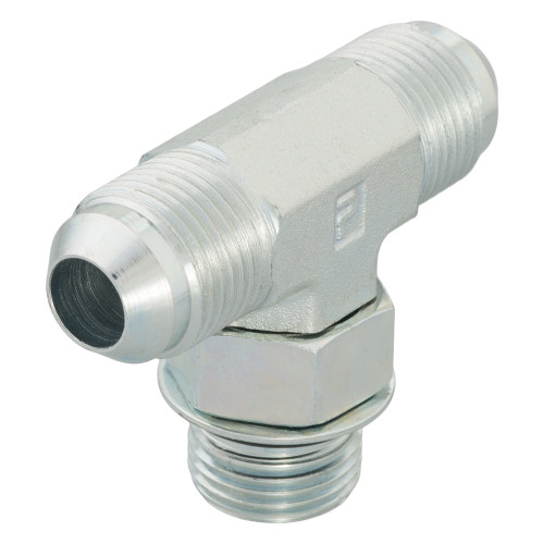 PARKER Hydraulic Tee, High Pressure, 37 deg Male JIC Flare x 37 deg Male JIC Flare x Male SAE-ORB End, Steel, 3/4 x 3/4 x 1-1/16-12 in, s5ox