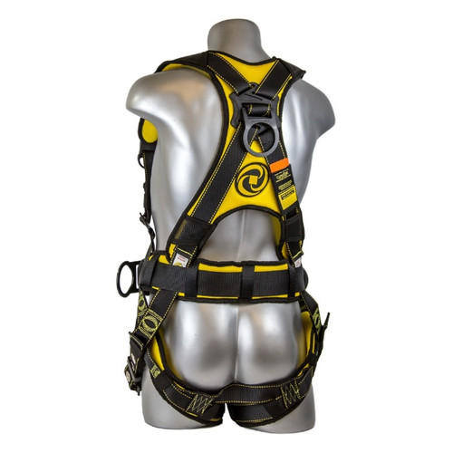 Harness, Black, Construction, 130 to 420 lb, Quick-Connect Leg Strap Buckle, Polyester Strap