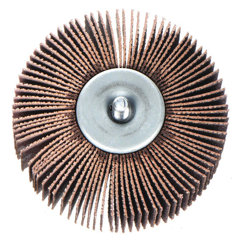 MERIT Mini Grind-O-Flex Flap Wheel, Abrasive Coated, 1 in Dia Wheel, 1 in Wd Face, 1/4 in Dia Shank, Medium, Cotton Backing