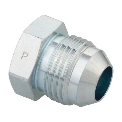 PARKER Hydraulic Plug, High Pressure, 37 deg Male JIC Flare End, 180 deg, Steel, ToughShield Plus, Domestic