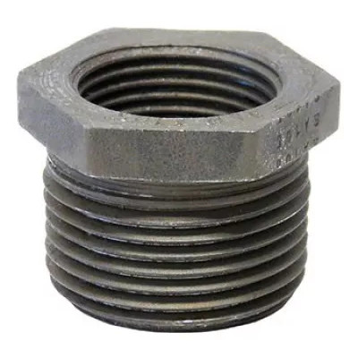 Bushing, Hex Head, Bushing, NPS End, SCH 160, Class 3000, Forged, Carbon Steel, Black