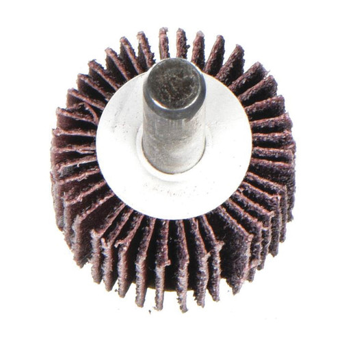 MERIT Mini Grind-O-Flex Flap Wheel, Abrasive Coated, 1 in Wd Face, 1/4 in Dia Shank, Aluminium Oxide Abrasive, Cotton Backing