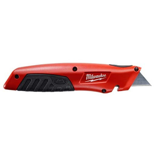 Utility Knife, Sliding, 7-1/4 in lg Handle, Rubber Handle, 7-1/4 in Lg, 1-1/2 in Wd, 1 in Dp, 1 in Lg Blade, Double Edged Retractable Blade, Carbon Steel Blade