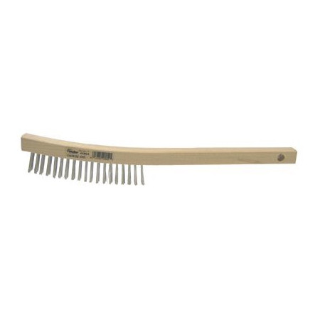 Scratch Brush, 5-1/2 in Brush, 7/8 in Block, 1-3/16 in Lg Trim, 3 Row, Curved, Wood Handle, 14 in Lg, Sanded Hardwood