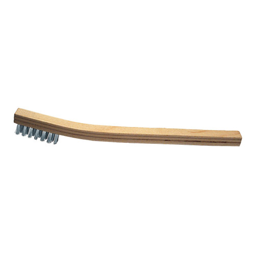 Toothbrush, Wood Handle, 7-1/2 in Lg, 1-1/2 in Brush, Hardwood Block, 1/2 in wd,  7-1/2 in lg Block, 1/2 in Lg Trim, Stainless Steel Trim, 3 Row