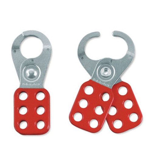 Lockout Hasp, Scissor,  Snap-On, 6 Padlock, 9/32 in Max Dia Padlock Shackle, 1 in Closed Hasp Hole, Red , Steel, 4-1/2 in Lg, 1-3/4 in Wd Lockout Hasp, Scissor,  Snap-On, 6 Padlock, 9/32 in Max Dia Padlock Shackle, 1 in Closed Hasp Hole, Red , Steel, 4-1/2 in Lg, 1-3/4 in Wd