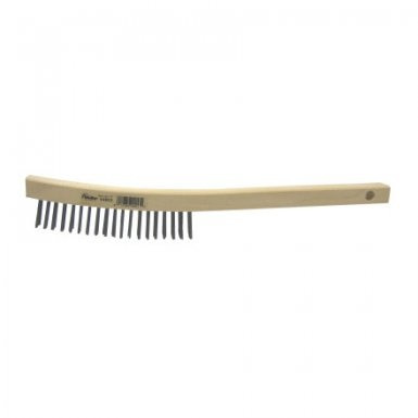 Scratch Brush, Hardwood Block, 1 in wd Block, 1 in Lg Trim, 1 in Trim, 3 Row, Curved, Wood Handle, 13-1/2 in Lg