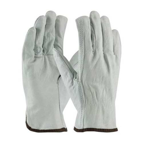 General Purpose Gloves, Economy Grade, Driver Glove, Medium, Top Grain Cowhide Leather Palm, Top Grain Cowhide Leather, Gray , Straight Thumb, Unlined