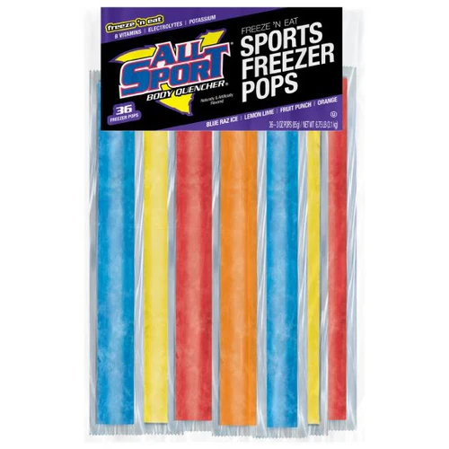 Electrolyte Freezer Pop, 3 oz Container, Pack, Blue Raz/Fruit Punch/Lemon-Lime/Orange Flavor