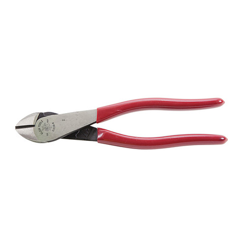 Diagonal Cutting Plier, High Leverage, 7.98 in Lg, Dipped Grip, 4.73 in Lg Handle, Plastic Handle, Black Oxide,  Polished Chrome, Red , 1.019 in, Oval Jaw
