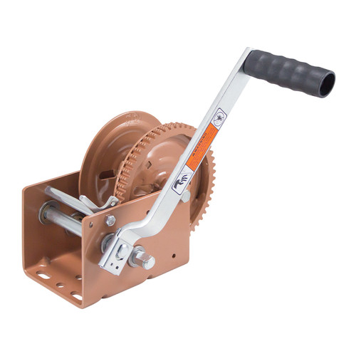 Pulling Winch, 2000 lb, Suitable For Horizontal Pulling Applications,  Vertical Lifting Applications, Bronze, Zinc Plated, 9-1/2 in Handle