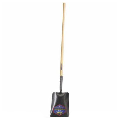 Dirt Shovel, 47 in Lg Handle, 12 in Lg Blade, 9-3/4 in Wd Blade, Forged Steel Blade, White Ash Handle, Straight, Square Point Blade