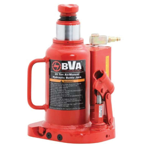 Bottle Jack, Air,  Manual, 20 ton, 9.8 in Ht Min Lift, 18.8 in Ht Max Lift, 7.3 in wd,  83 in lg Base, 3.9 in Extension Screw