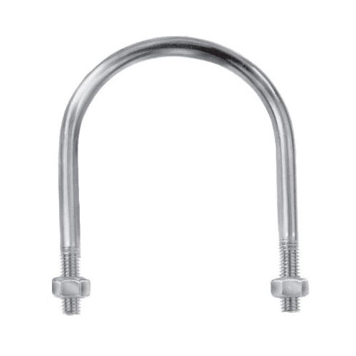 U-Bolt, 1/4 in Lg Inside, 1-1/8 in Lg Thread, Zinc Plated, 3-1/8 in Dia