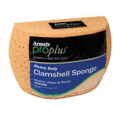 Clamshell Sponge, Heavy Duty, 5 in Lg, 3-3/8 in Wd, 7-3/8 in Thk Overall, Polyester Abrasive