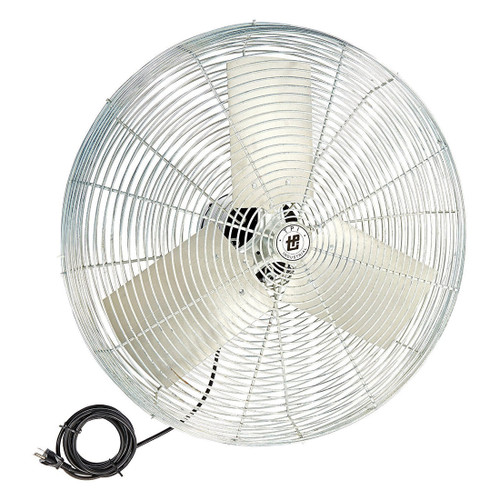 Air Circulator, Assembled, 24 in Blade, 5000 to 6800 cfm, 800 to 1100 rpm, 1/4 hp, 120 VAC, 2-1/2 A, 60 Hz, 2 -Speed, Pull Chain, Paddle Blade, Aluminium Blade