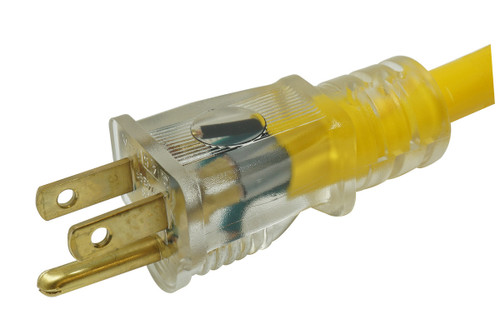 Extension Cord, SJTW, 125 VAC, 15 A, 12 AWG Cord, 25 ft Lg Cord, 3 Conductor, 12 AWG Conductor, Copper Conductor, 0.595 in od, Polyvinyl Chloride Insulation