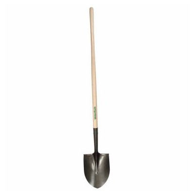 Shovel, 9-1/4 in Wd Blade, Steel Blade, Forward Turned-Step,  Open-Back Blade, 48 in Lg Handle, Straight, 9 in Lg Socket, 11-1/2 in Lg Blade, Round Blade Point