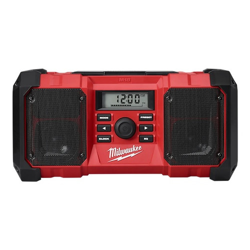 Cordless Jobsite Radio, Bare Tool, 10 Channel, 12 hr Charging, Backlit LCD Display, Dual Speaker, 18 VDC, Lithium-Ion, 1-1/2/2/3/4/5 Ah