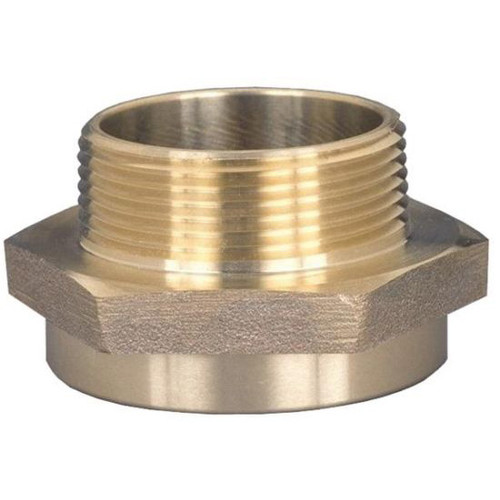 Hex Nipple, Straight, 1 x 3/4 in, FNPT x Male GHT End, 1-5/8 in Lg, Cast Brass