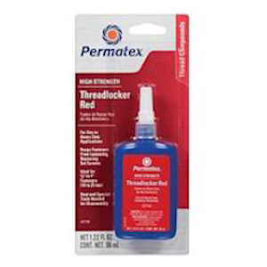 ITW DEVCON Permatex Thread Locker, High Strength, Bottle, 36 ml Container, Liquid, 24 hr Setting, 24 hr at 40/100 deg F Curing, Red , -65 to 300 deg F, >200 deg F Flash