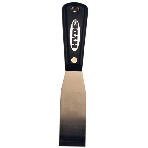Putty Knife, Stiff Chisel, 3-7/8 in Lg Blade, 1-5/16 in Wd Blade, High Carbon Steel Blade, Interlock,  Round, Black,  Silver Color