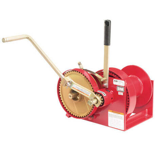 Hand Winch, 4000 lb, Spur Gear, 4.42:1 Single,  19-1/24:1 Double Gear, Zinc Plated Steel Body, 22 in wd,  15-1/4 in lg,  24-1/2 in ht